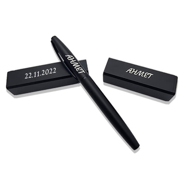 Kişiye Özel Siyah Metal Kutulu Roller Kalem